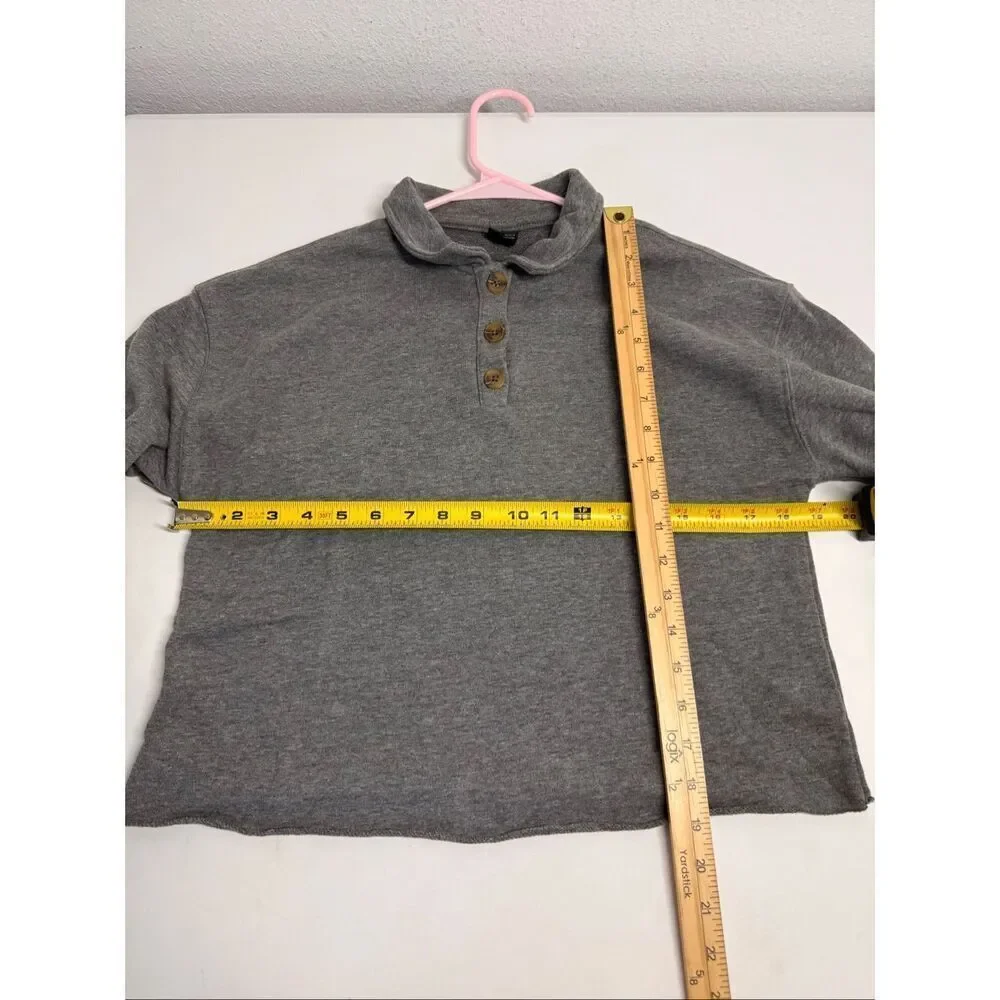 Wild Fable Women's Cropped Polo Shirt Size S Heather Gray Cotton Blend - Picture 5 of 7